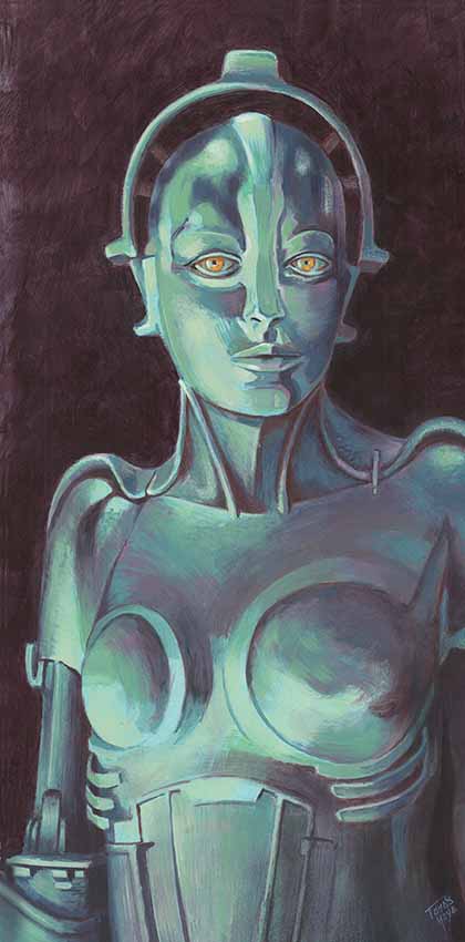 Androide femenino, Metrópolis 1927, acrílico