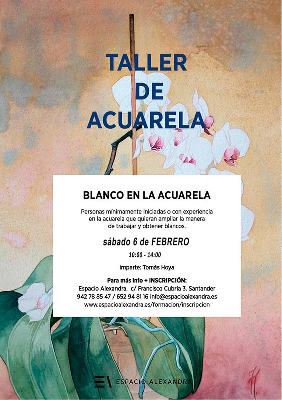 Taller de acuarela, Blanco en la acuarela, impartido por Tomás Hoya Cicero en Santander