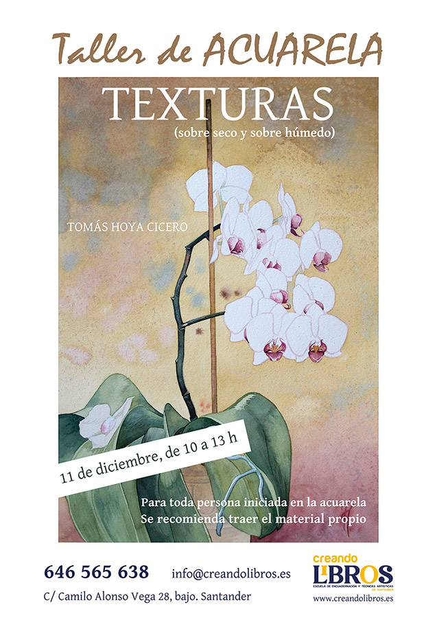 Taller de texturas en acuarela, impartido por Tomás Hoya Cicero en Creando Libros